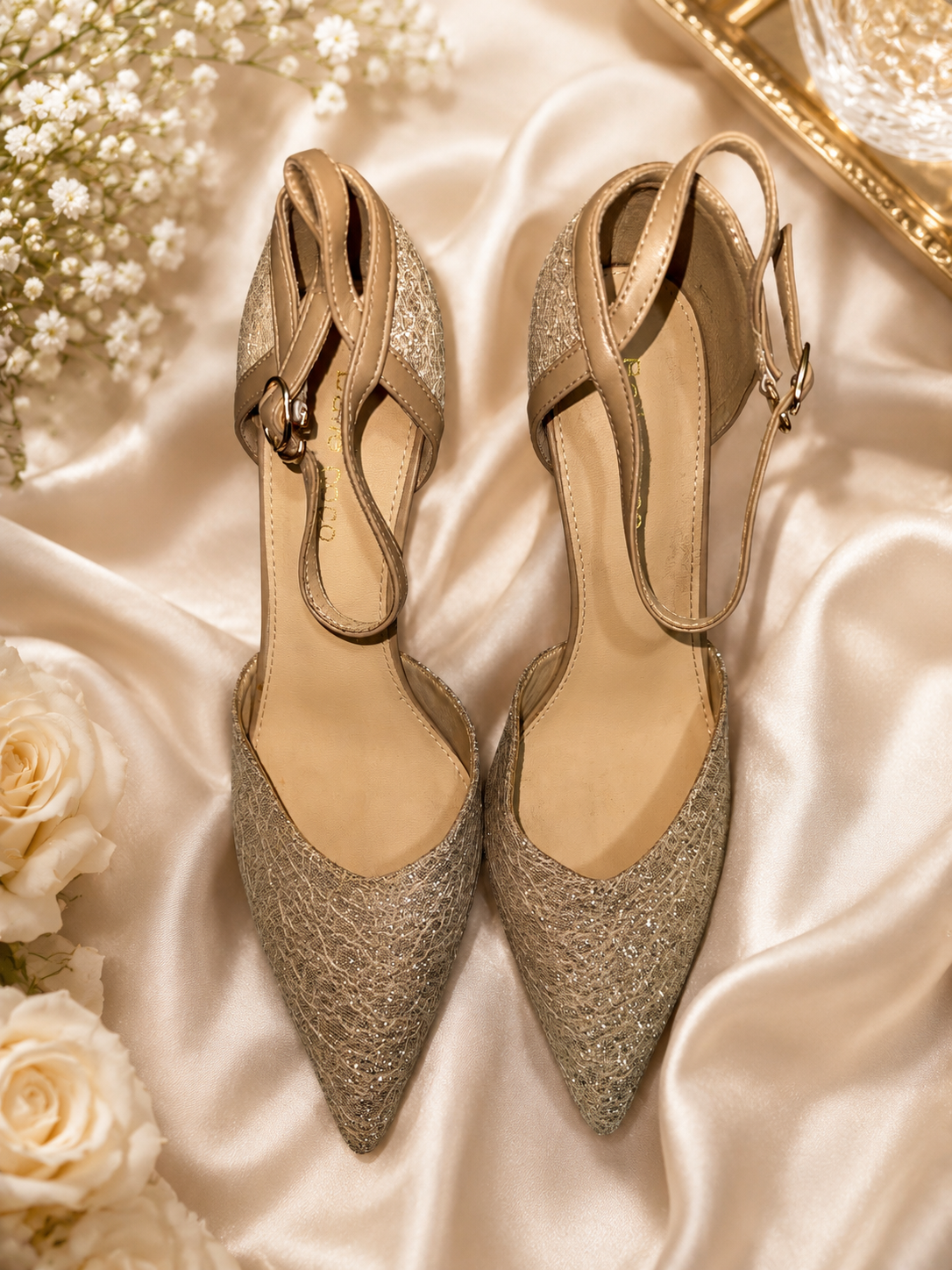 Glitter Ankle Strap Heels