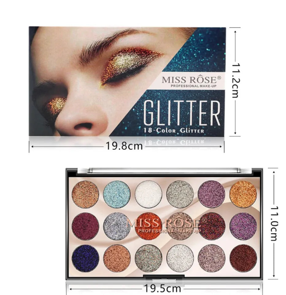 Miss Rose 18-Color Glitter Eyeshadow Palette