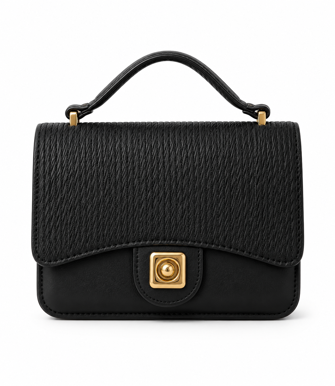 Noir Grace Textured Handbag | Black