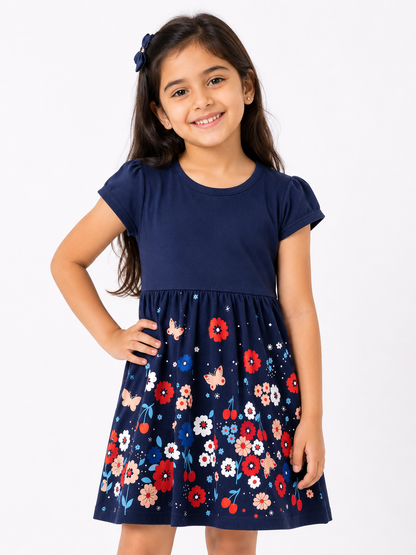 Midnight Blossom Girls Dress