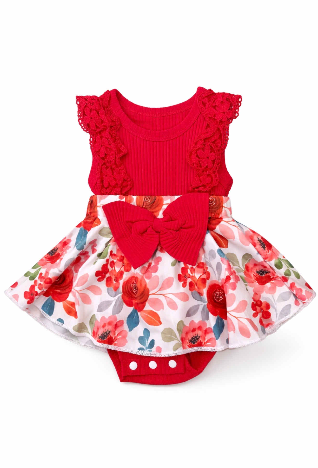 Baby Girl Red Floral Party Dress
