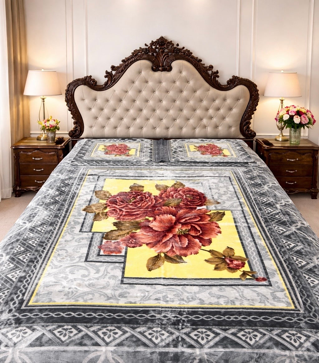 Imported All Season Luxury Soft Cloudy Embossed Blanket Set 4 Piece