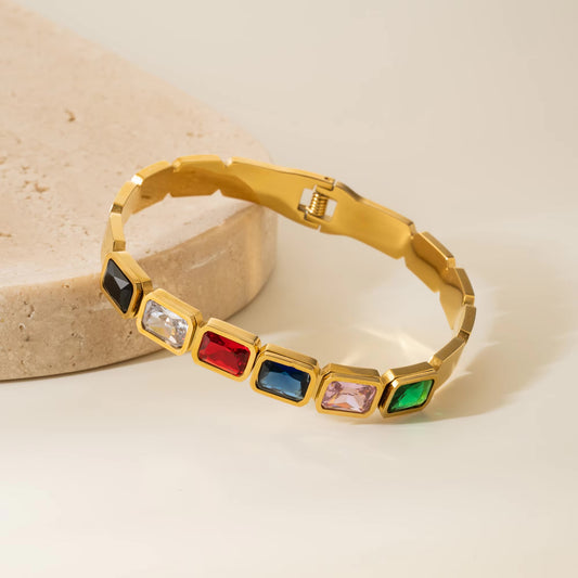 Rainbow Crystal Gold Bracelet