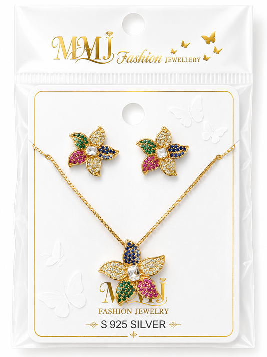 Crystal Flower Jewelry Set