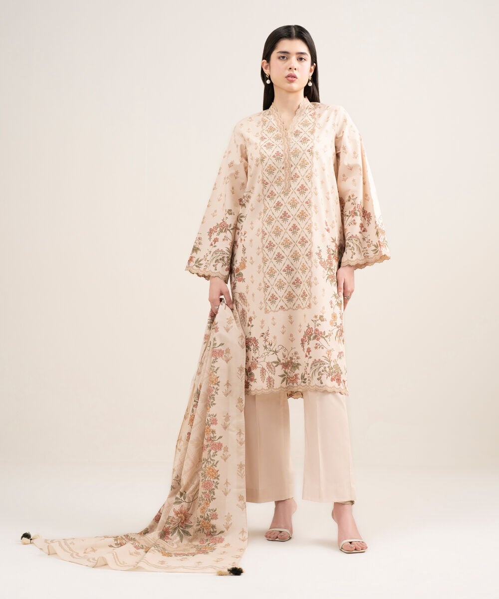 SAPPHIRE 3 PIECE - PRINTED ZARI LAWN SUIT