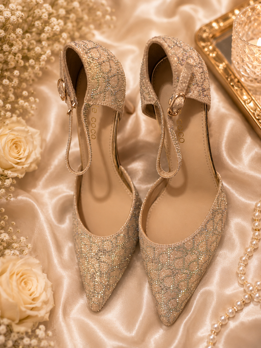 Crystal Embellished Pointed Mules