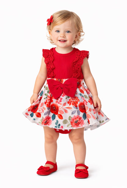 Baby Girl Red Floral Party Dress
