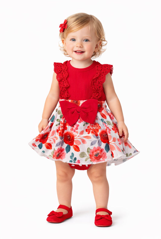 Baby Girl Red Floral Party Dress