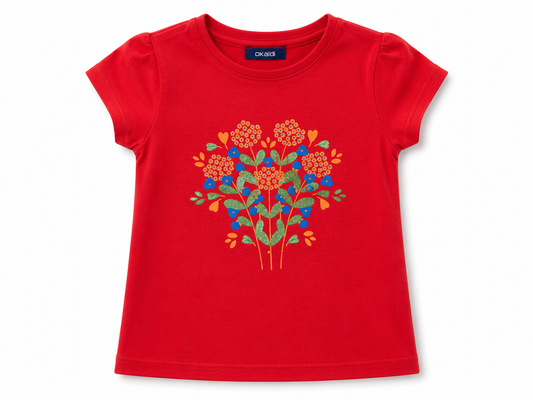 Premium Floral Heart Girls Summer T-Shirt