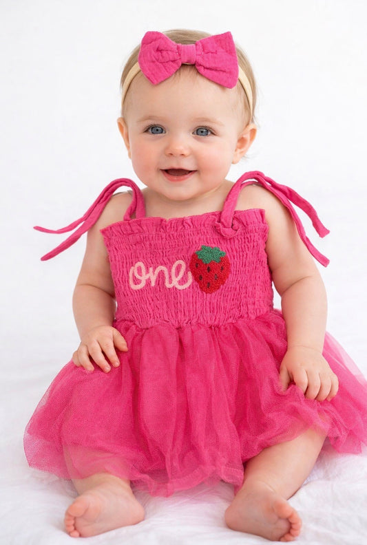Pink Strawberry Baby Girl Dress