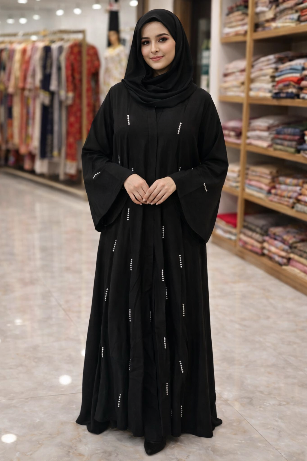 Imported Black Elegant Beaded Abaya