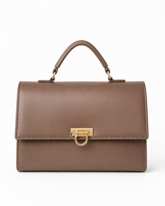 Elegance Luxe Top Handle Bag | Mocha Brown