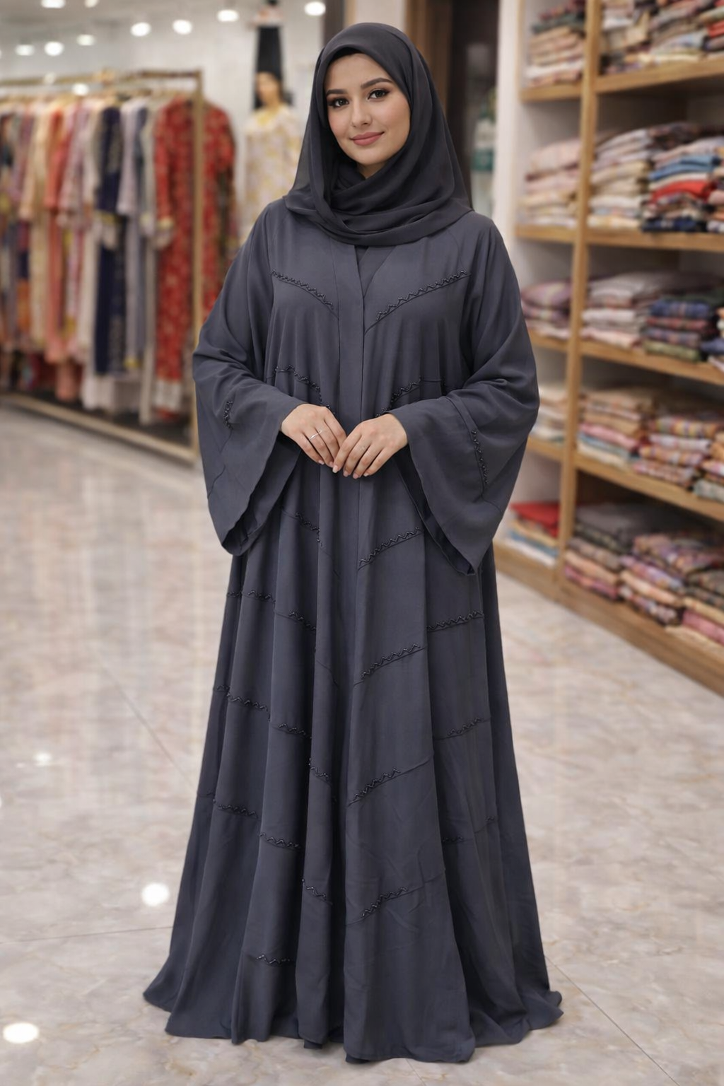 Imported Dark Grey Modern Abaya